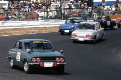 いすゞ ベレットGTR：筑波を走るベレG-R　飛散防止の赤いテープがちょっとね。これ、主催者から強制されたもの