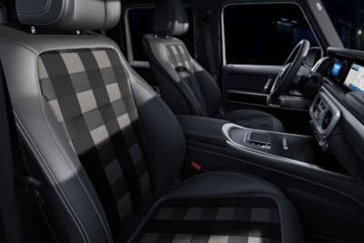 メルセデス・ベンツG 450 d Edition STRONGER THAN THE 1980s ：レザートダヴグレーのチェック柄ファブリックシート採用というこだわり