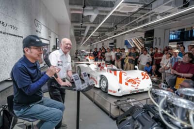 「MIMI5 GC Returns 2025」に参加したレジェンドに加えて、長谷見昌弘さん、見崎清志さん、寺田陽次郎さん、関谷正徳さん、桑島正美さん（サイン会のみ参加）、藤井修二さん、津々見友彦さん、大会実行委員長の鮒子田寛さん、レーシングカーコンストラクターとして深くGCに関わった由良拓也さんによるトークショー＆サイン会が、FSWに隣接する富士モータースポーツミュージアムで行われた