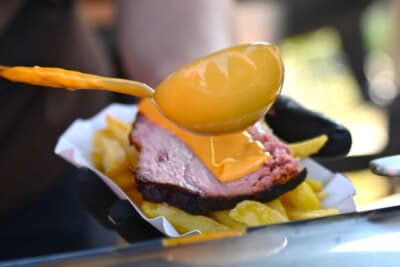 私のリクエストしたローストポークはチーズソースを多目で