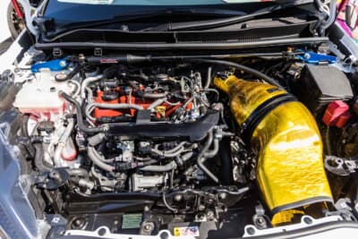 トヨタ GRヤリス：エンジンには、鍛造ピストン＆コンロッドなどを使用。重量合わせや鏡面加工を施して組み上げられ、GCG製ハイフロータービンを装着している