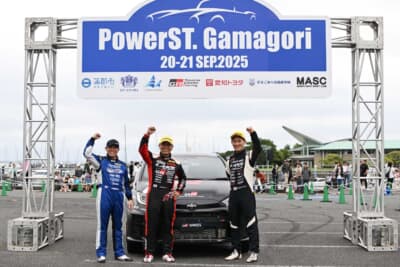 ラリーカーデモランを担当したのは、全日本ラリー選手権に参戦している大倉 聡選手(AISIN RALLY TEAM with LUCK)、勝田範彦選手(LUCK with ROOKIE Racing RALLY TEAM)、三枝聖弥選手(LUCK RALLY TEAM)
