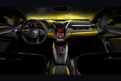 ランボルギーニ フェノメノ：３基のデジタルディスプレイのコクピットレースステアリング