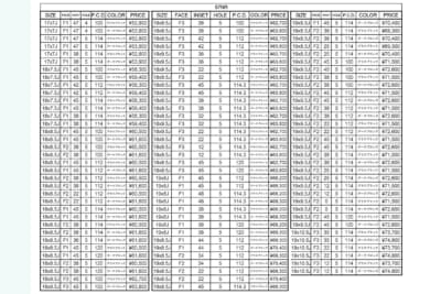 57NRサイズ&価格一覧
