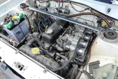 日産 サニートラック：オリジナルエンジンの1.2Lから、日産バネットの1.5Lに載せ換えている。キャブレターはOER44φをセット