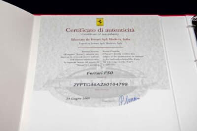 924万5000ドル（邦貨換算約13億6068万円）で落札されたフェラーリ「F50」（C）Courtesy of RM Sotheby's