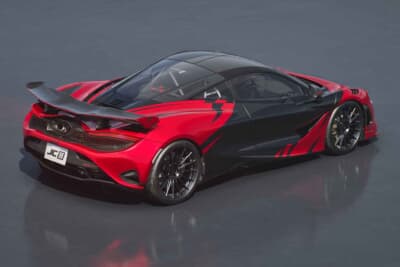 マクラーレン750S JC96：チャンピオンカーを獲得したジョン・ニールセン/デビッド・ブラバム組のタイガーストライプの61号車のF1 GTRを彷彿とさせるカラーリング