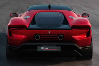 フェラーリ849テスタロッサ：可変リアスポイラーはボディ一体化でロードラッグ仕様とハイダウンフォース仕様に切り替える