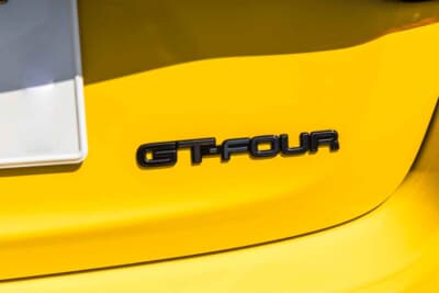 トヨタ GRヤリス:リアゲートのエンブレムもよく見ると「GR FOUR」ではなく、「GT-FOUR」となっている