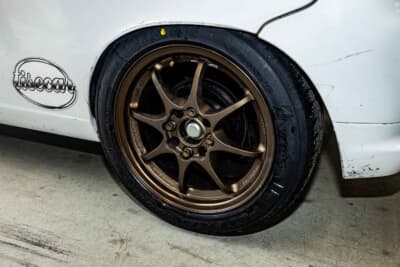 スズキHA23V型アルト:軽さとオフセットを追求したホイール。現在は14インチだが、今後は15インチもテストする予定だ