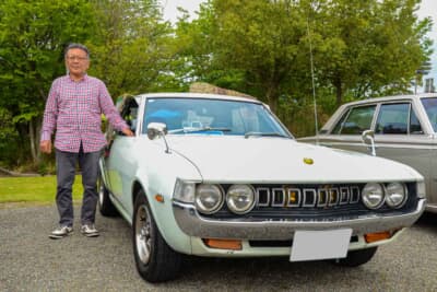 納屋に保管されていたトヨタ セリカ 1400LTとオーナーの中俣利昭さん