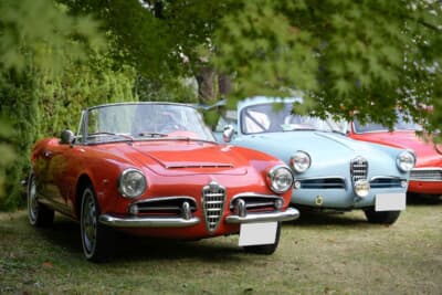 クラシックカー フェスティバル in 桐生に参加したアルファ ロメオ ジュリア スパイダーとジュリエッタ スプリント