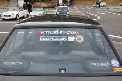 三菱 ランサーEX1800ターボ:ランタボオーナーズクラブ「LEON」のステッカーをさりげなく貼っている