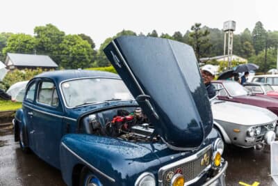 ボルボ PV544:ボンネットは逆ヒンジ式。ボンネットを開くとフェンダーの独立デザイン感がよくわかる