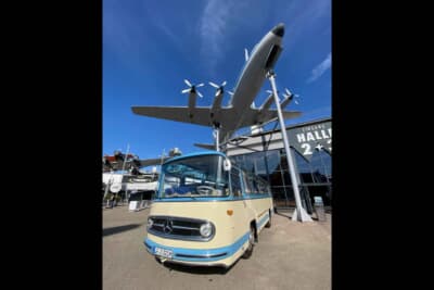 ジンスハイム・ミュージアム:レトロバスのオーナーさんの展示もありました。バスにもHナンバー(ヒストリックナンバー)が付いています