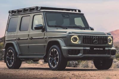 Mercedes-AMG G 63 Offroad Pro Edition（ISG）：AMGエクステリアナイトパッケージⅡ、ナイトブラックマグノ仕上げのミラーカバーとバンパートリム、アンダーガードなどを装備