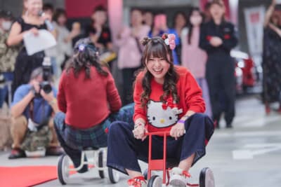 今回は事前参加申し込みによる、三輪車レースも行われた