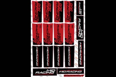 MID RACING R06：クリスタルブラックに付属する赤黒のステッカーもオプションで購入可能。これとブラッククリアポリッシュを組み合わせて個性を演出するのも悪くない選択だ