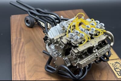 Honda RA272 First Victory Memorial Set:精密な3Dスキャンと各部で材質を変えることで、よりリアル感が増す。プラグケーブルはゴムチューブだ