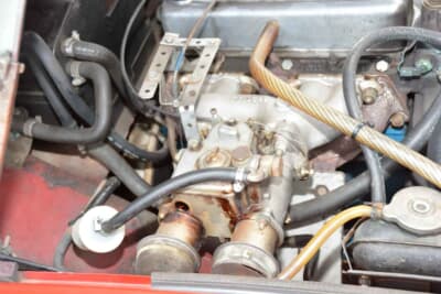 MG ミジェット：トライアンフ スピットファイアの1.5Lエンジンが搭載されている