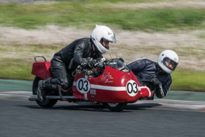 フレディ・ディクソン・サイドカーランの車両。エンジンは空冷の小排気量で、往年のクラシックなスタイルを維持しているのが特徴だ
