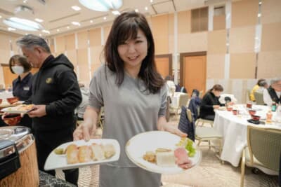競技後の楽しみはボリューム満点のランチ。その質の高さには定評がある
