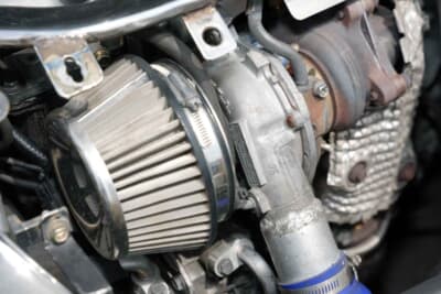 ダイハツ コペン：軽自動車としてはかなり大きめのF5タービンをチョイス。当然ながら、ノーマルエンジンにポン付けではポテンシャルを引き出せない