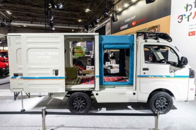 ダイハツ ハイゼット トラック ジャンボ EXTEND3：スライド機構がひと目でわかるサイドビュー。軽自動車枠をフル活用した設計の妙が光る