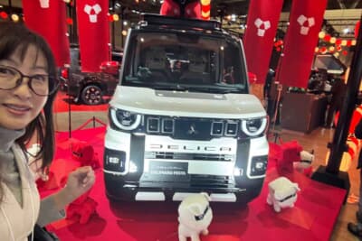 三菱ブースは、デリカミニの人気キャラクター「デリ丸。」を柱にブースを展開していました