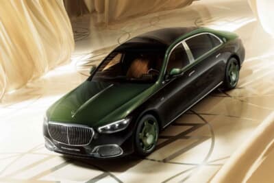 Mercedes-Maybach S 680 V12 Edition：ボディ下部にオブシディアンブラック、上部にMANUFAKTURオリーブを組み合わせた伝統のカラーリング