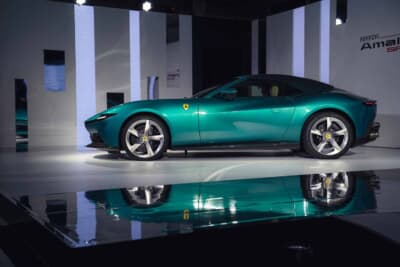 フェラーリ アマルフィ スパイダー：クローズ時のサイドビューはもはやクーペとの見分けがつかないほど自然だ