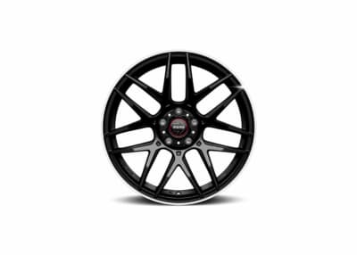 MOMO COMPETIZIONE：正面ショット。ポリッシュ仕上げのリムと7スプリットスポークの構成がスポーティーさを演出する