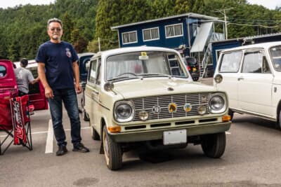 ミツビシ 360バン：愛車と並ぶオーナーの中島さん。約9年にわたり貴重な個体を維持する