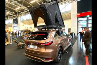 スマートな造りですが、体重の重い私でもしっかりと耐えてくれるのか、ちょっと不安になりそうなデザインのルーフテントですね