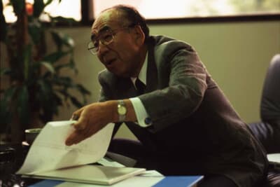 生前のインタビューに応じる櫻井眞一郎氏。2代目S50型から7代目R31型の途中まで開発責任者を務めた氏の証言をもとに、本稿は特別寄稿として構成されている