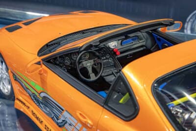 トヨタ スープラ(1/12スケール):イエローのパイプはロールバー。徹底した作り込みが光る