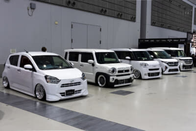 オートリミックス2026仙台に展示されていたシャコタンな軽自動車