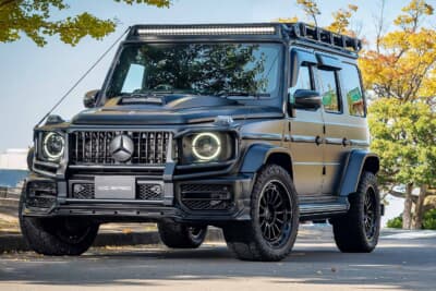 メルセデスAMG G63：ブラバス製アドベンチャーフロントガードとルーフトップLED、ルーフラックを装着したフロント周り