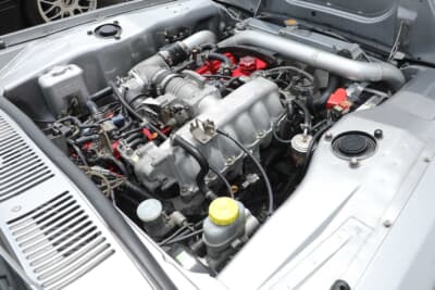 日産 3代目 スカイライン：エンジンは日産 R34型 スカイライン用のRB25DETターボにアップデート。タービンなどは純正のままだ