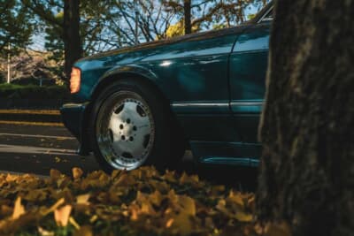 メルセデス・ベンツ 560SEL AMG 6.0-4V:センターにAMGロゴを刻む3ピースホイールがフルストックの足もとを引き締める