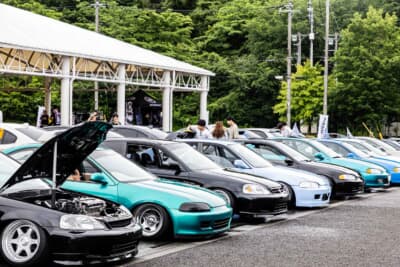 USDMのルーツを感じさせるホンダの参加車両が目立つエリア