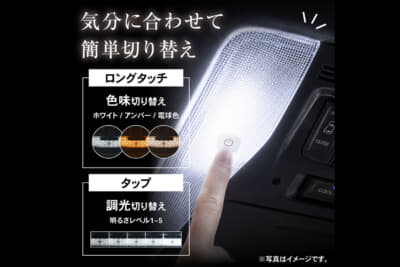 トヨタ 30系アルファード/ヴェルファイア:レンズを軽くタップするだけで利用シーンに合わせて5段階の明るさ調整が可能な調光システム