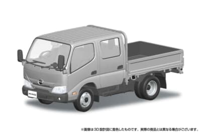 アオシマ 日野デュトロ ダブルキャブ:金属感のある渋い輝きを放ち実用車らしい無骨な機能美を感じさせるシルバー