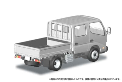 アオシマ 日野デュトロ ダブルキャブ:ダブルタイヤや泥除けなどリア周りのメカニカルな造形も抜かりない