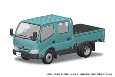 アオシマ 日野デュトロ ダブルキャブ:個性を主張するお洒落なターコイズはアウトドアシーンにもマッチ