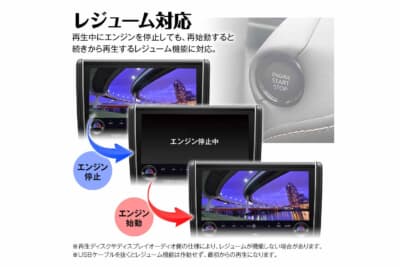 MAXWIN DA-DVD03:エンジンを停止しても次回の起動時に途中から再生を再開できる便利なレジューム機能を搭載