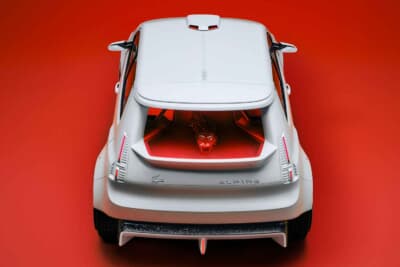 アルピーヌ・ラコステ A290 ラリー:ルーフのエアインテークや大型リアディフューザーがラリーカーの凄みを強調するリアビュー