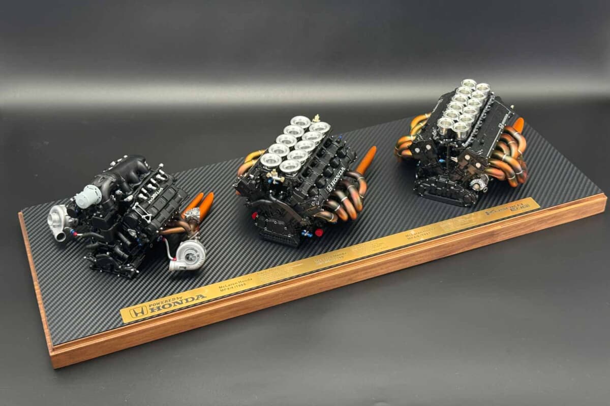 ホンダ全面協力で実物を分解解析。セナのF1エンジン3基を1/6再現した22