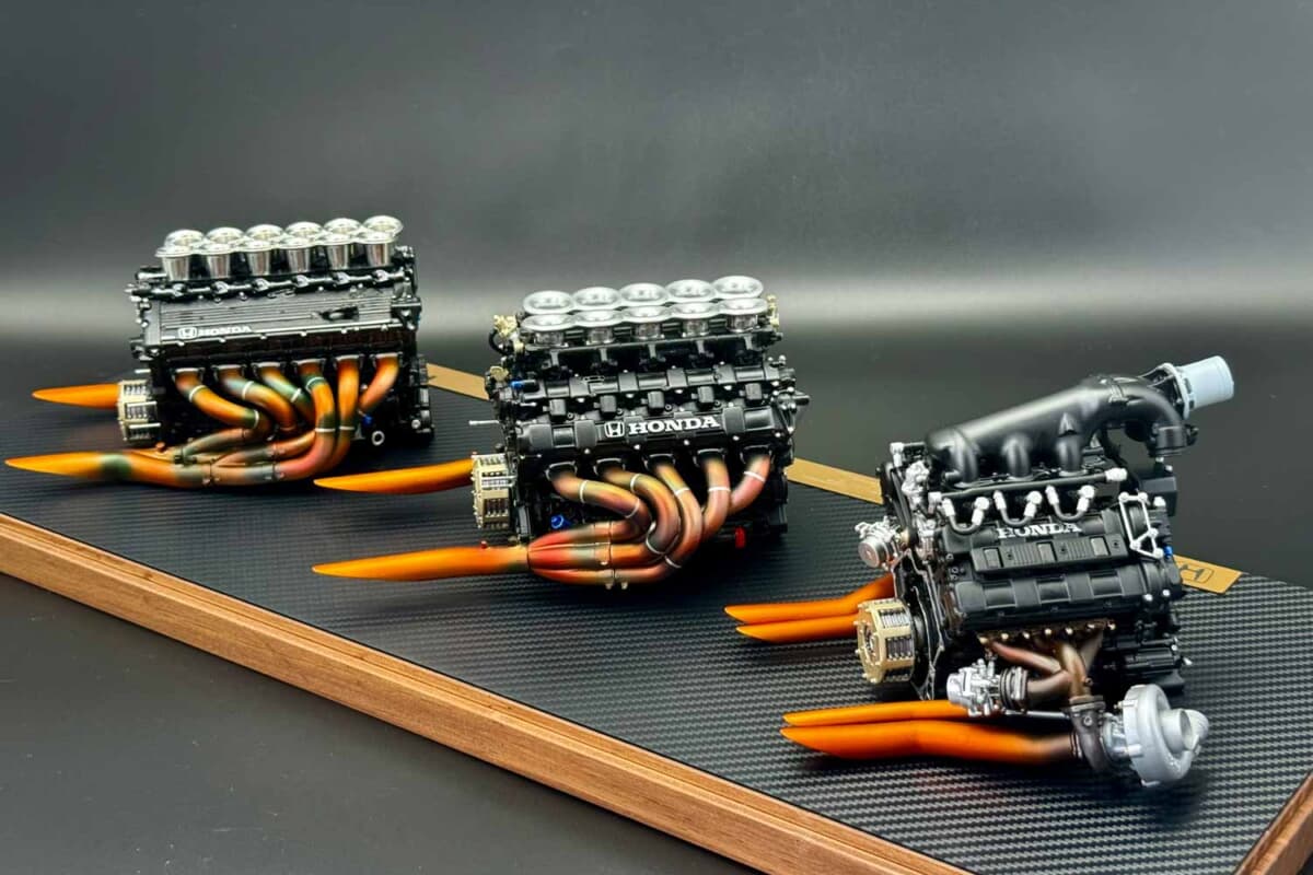 ホンダ全面協力で実物を分解解析。セナのF1エンジン3基を1/6再現した22