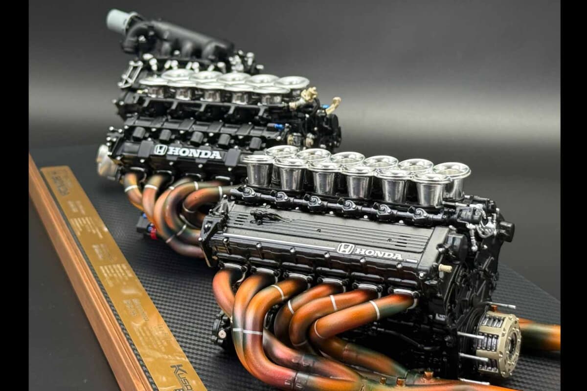 ホンダ全面協力で実物を分解解析。セナのF1エンジン3基を1/6再現した22